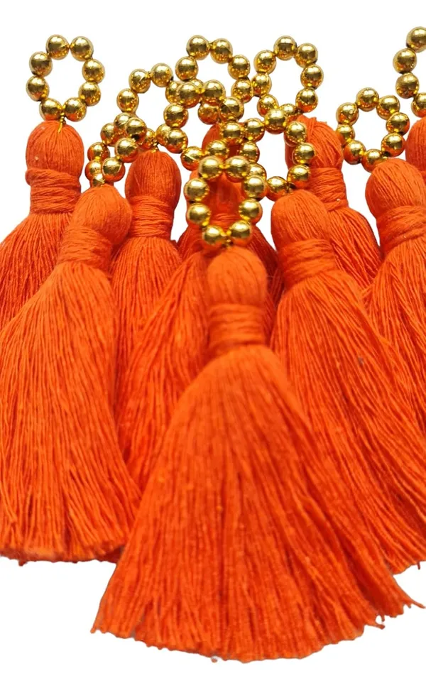 Mini_Cotton_Tassels_with_Golden_Pearls_for_Saree/Blouse/Dupatta/DIY/Decor,_Pack_of_10_(Orange)