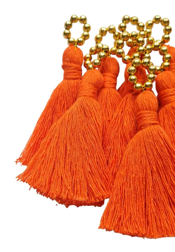 Mini_Cotton_Tassels_with_Golden_Pearls_for_Saree/Blouse/Dupatta/DIY/Decor,_Pack_of_10_(Orange)