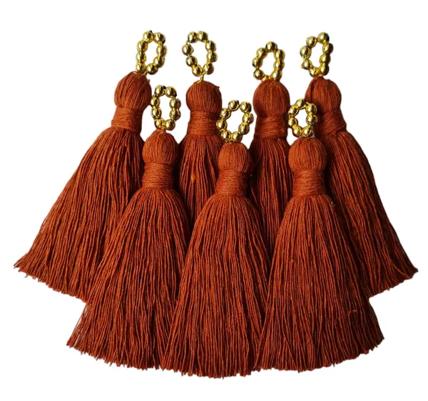 Mini_Cotton_Tassels_with_Golden_Pearls_for_Saree/Blouse/Dupatta/DIY/Decor,_Pack_of_10_(Rust_Brown)