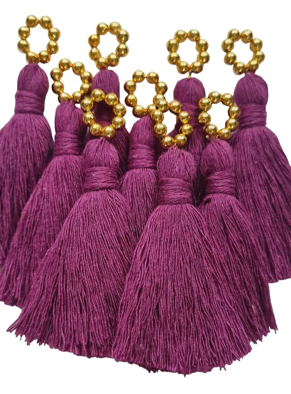 Mini_Cotton_Tassels_with_Golden_Pearls_for_Saree/Blouse/Dupatta/DIY/Decor,_Pack_of_10__(Purple)