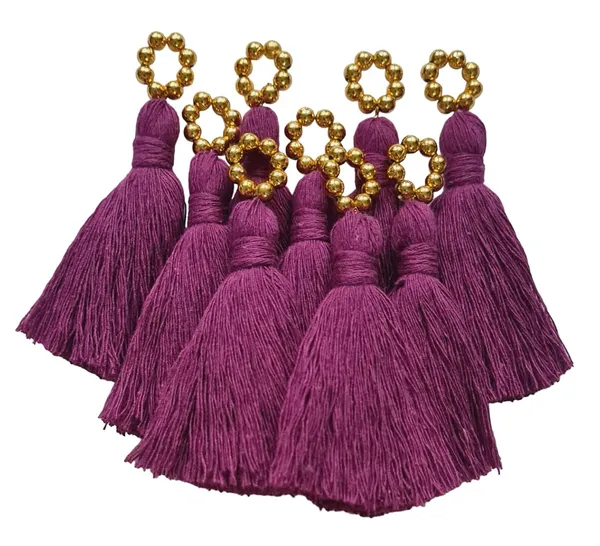Mini_Cotton_Tassels_with_Golden_Pearls_for_Saree/Blouse/Dupatta/DIY/Decor,_Pack_of_10__(Purple)