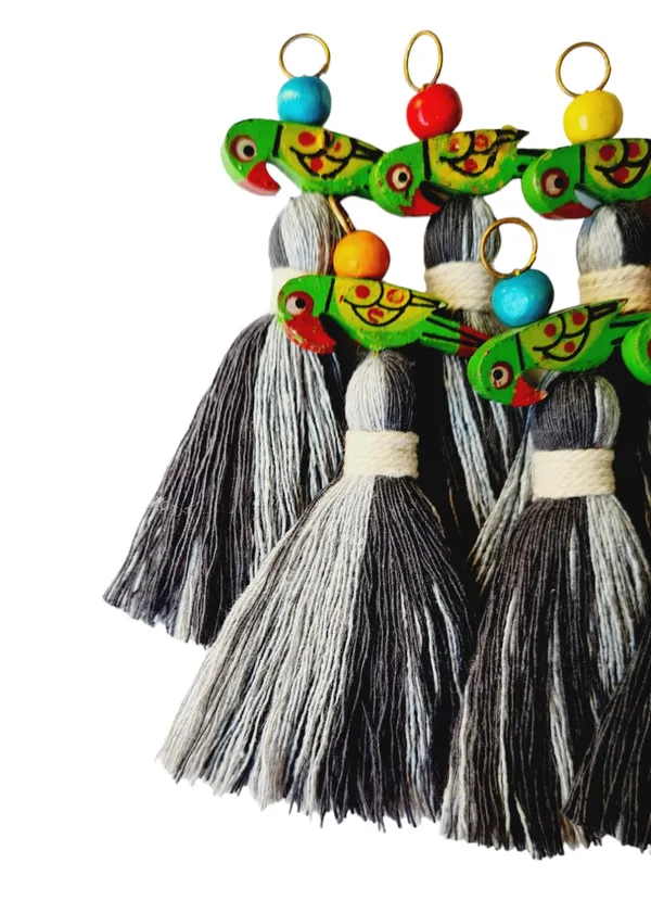 Mini_Cotton_Tassels_with_Parrots_(Pack_of_10)_(Dual-Dark_&_Light_Grey)