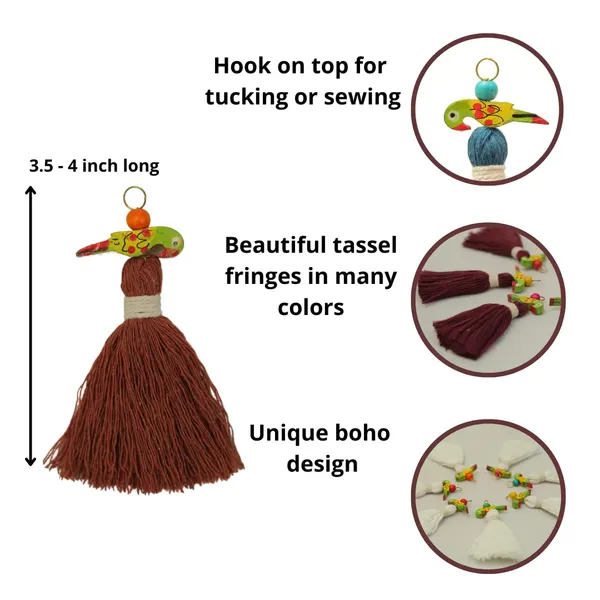 Mini_Cotton_Tassels_with_Parrots_(Pack_of_10)_(Dual-Mustard_&_Rust_Brown)