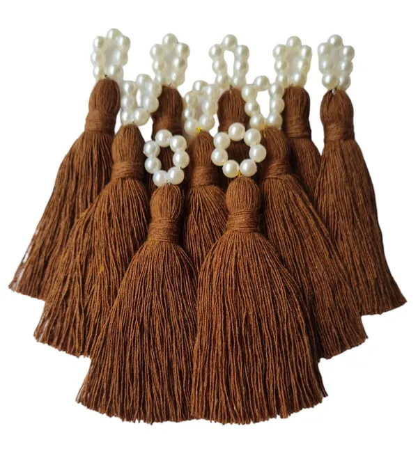 Mini_Cotton_Tassels_with_Pearls_for_Saree/Blouse/Dupatta/DIY/Decor,_Pack_of_10_(Chocolate_Brown)