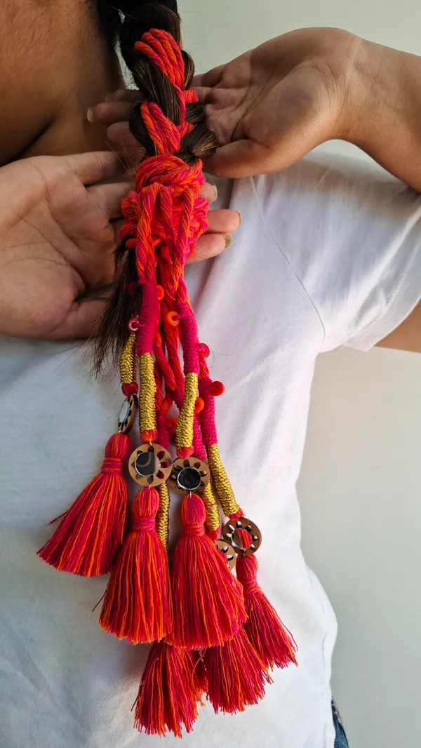 Neelima_-_Boho_Hnadmade_Parandi_(Dual_Rani_&_Orange_-Pack_of_1)