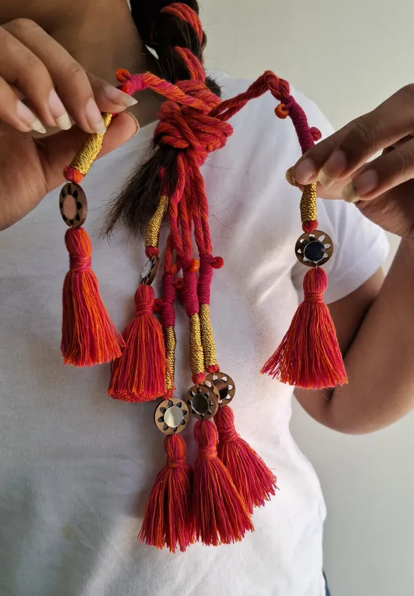 Neelima_-_Boho_Hnadmade_Parandi_(Dual_Rani_&_Orange_-Pack_of_1)