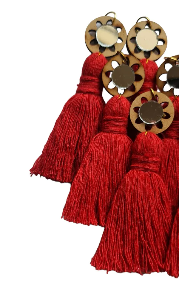 Red_Mini_Cotton_Handmade_Tassels_with_mirrors_,_Pack_of_10