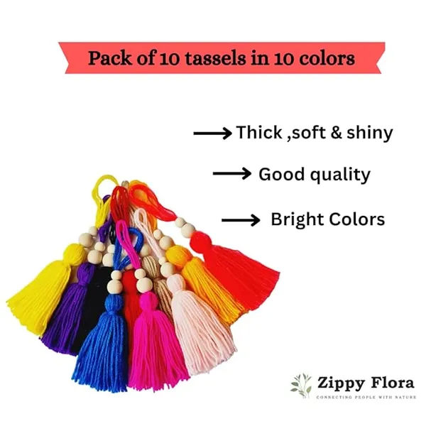 Woolen_Tassels_with_wooden_beads_for_DIY/Craft_projects_,_Pack_of_10_()