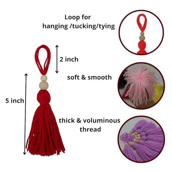 Woolen_Tassels_with_wooden_beads_for_DIY/Craft_projects_,_Pack_of_10_()
