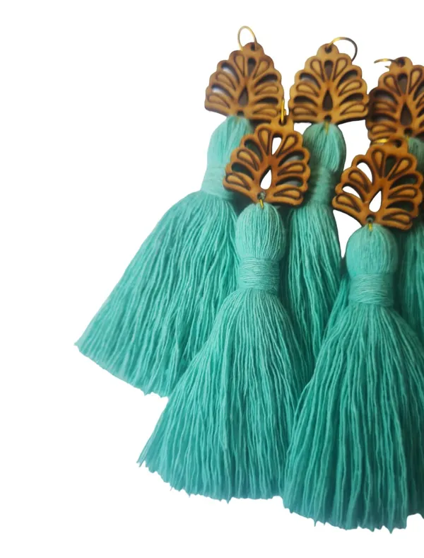 Turquoise_Blue_Mini_Cotton_Handmade__Tassels_with_wooden_leaf_,_Pack_of_10