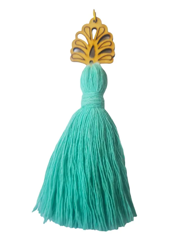 Turquoise_Blue_Mini_Cotton_Handmade__Tassels_with_wooden_leaf_,_Pack_of_10