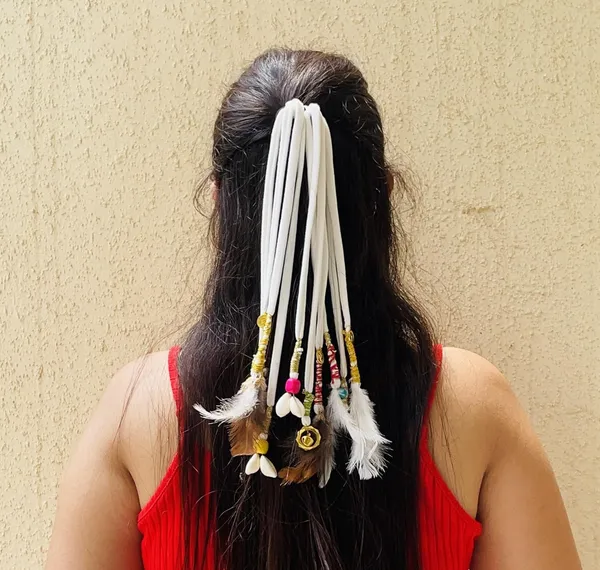 White_Pankh_-_boho_handmade_hair_string_|_(Shoulder_Length_,_12-14_inch)_(Pack_of_1)