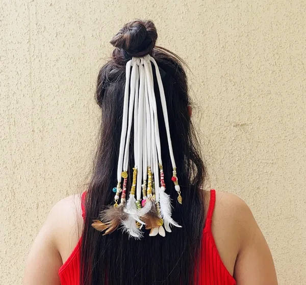 White_Pankh_-_boho_handmade_hair_string_|_(Shoulder_Length_,_12-14_inch)_(Pack_of_1)