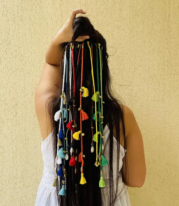 Nazar_Hair_Clip-ons/Hair_String_|_(Pack_of_5_in_Different_Assorted_Colors)_|_Length_18-20_inch