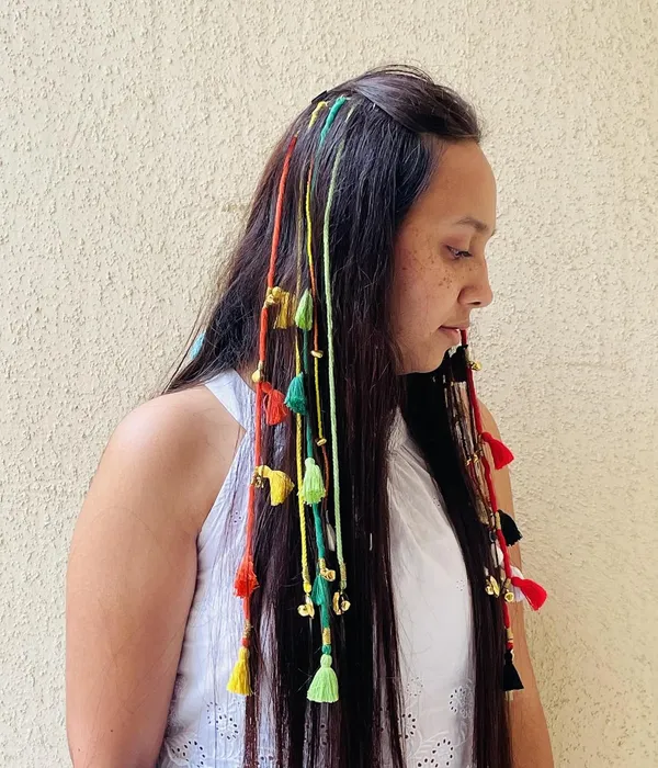 Nazar_Hair_Clip-ons/Hair_String_|_(Pack_of_5_in_Different_Assorted_Colors)_|_Length_18-20_inch