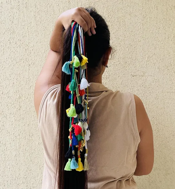 Nazar_Hair_Clip-ons/Hair_String_|_(Pack_of_5_in_Different_Assorted_Colors)_|_Length_18-20_inch