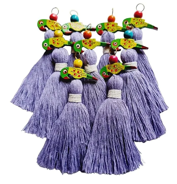 Mini_Cotton_Tassels_with_Parrots_(Pack_of_10)_(Lavender)