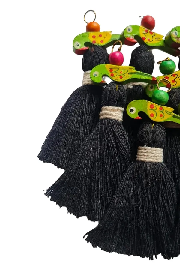 Mini_Cotton_Tassels_with_Parrots_(Pack_of_10)_(Black)
