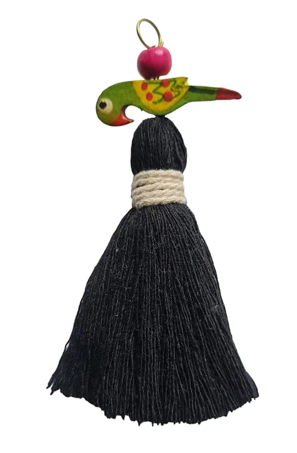 Mini_Cotton_Tassels_with_Parrots_(Pack_of_10)_(Black)