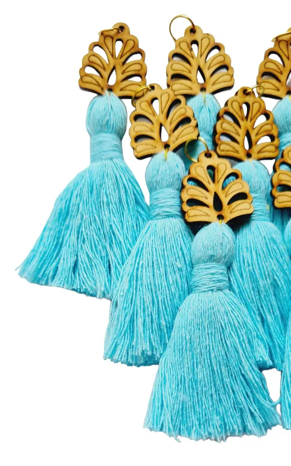 Sky_Blue_Mini_Cotton_Handmade_Tassels_with_wooden_leaf_,_Pack_of_10