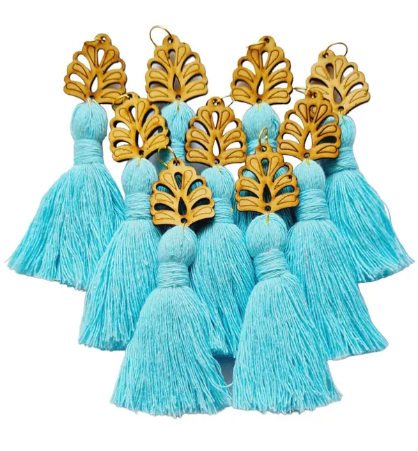 Sky_Blue_Mini_Cotton_Handmade_Tassels_with_wooden_leaf_,_Pack_of_10