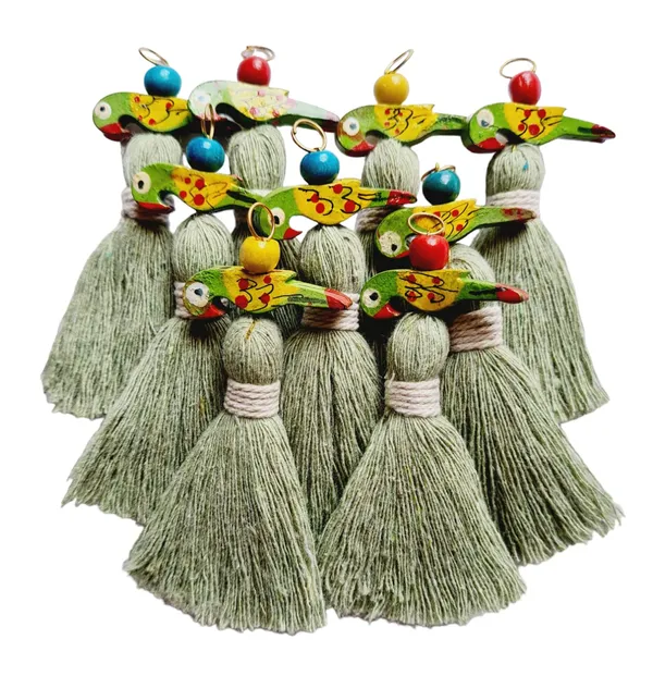 Mini_Cotton_Tassels_with_Parrots_(Pack_of_10)_(Seagreen)