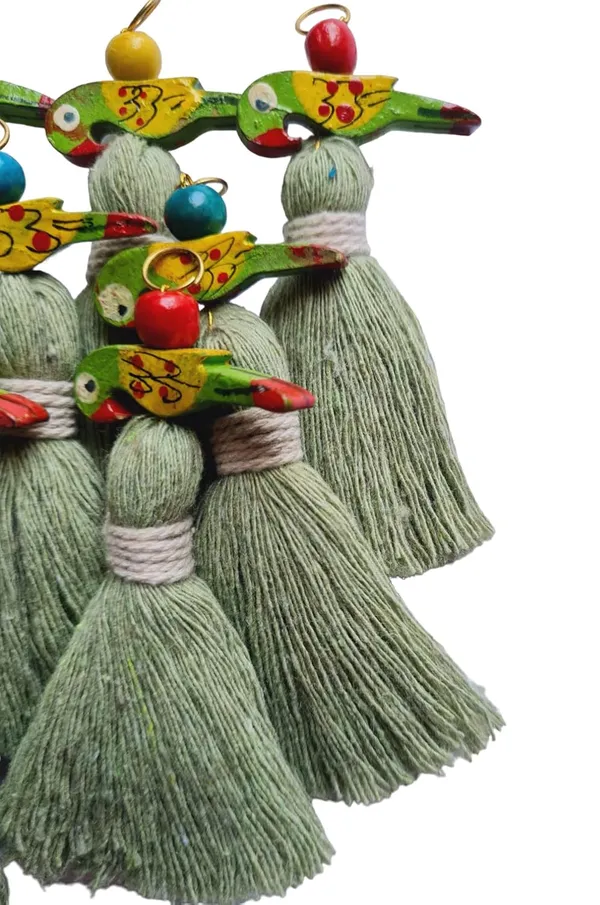 Mini_Cotton_Tassels_with_Parrots_(Pack_of_10)_(Seagreen)