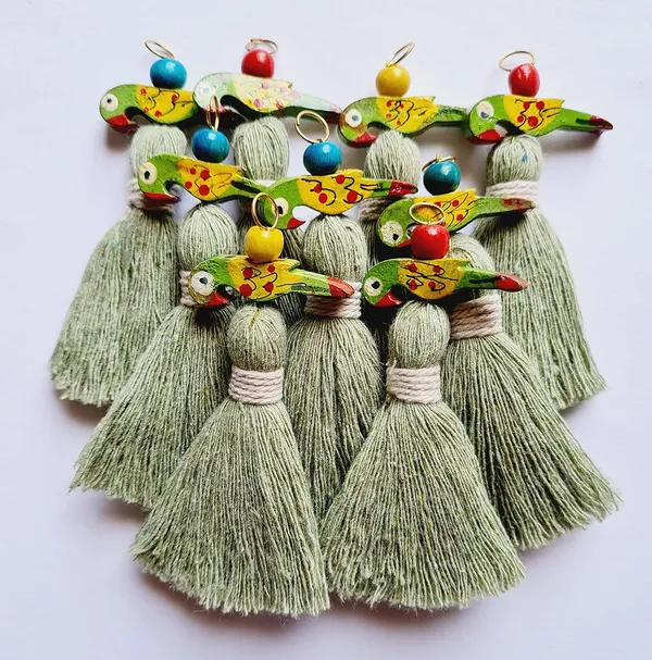 Mini_Cotton_Tassels_with_Parrots_(Pack_of_10)_(Seagreen)