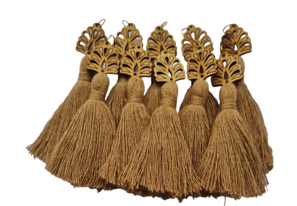 Dark_Beige_Mini_Cotton_Handmade_Tassels_with_wooden_leaf_,_Pack_of_10