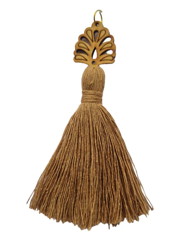 Dark_Beige_Mini_Cotton_Handmade_Tassels_with_wooden_leaf_,_Pack_of_10