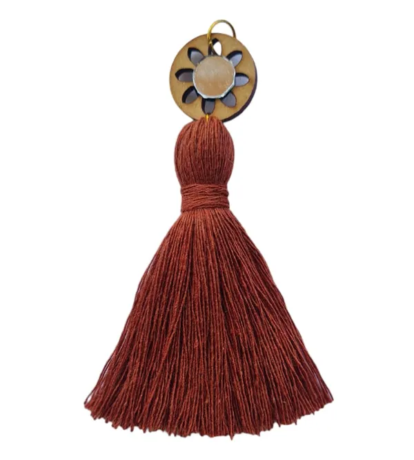 Rust_Brown_Mini_Cotton_Handmade__Tassels_with_mirrors_,_Pack_of_10