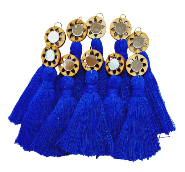 Royal_Blue_Mini_Cotton_Handmade__Tassels_with_mirrors_,_Pack_of_10