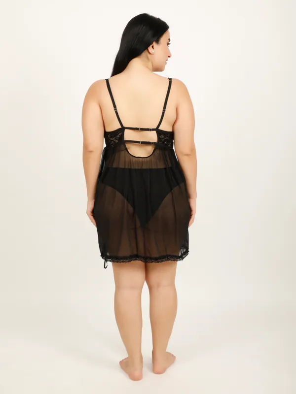 Black_Power_Net_Baby_Doll_Lingerie_For_Women_&_Girls