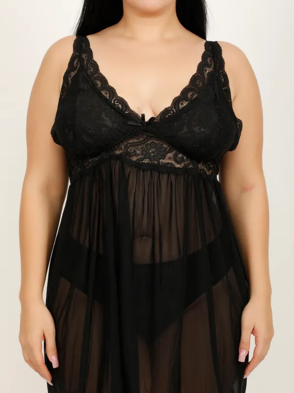 Black_Power_Net_Baby_Doll_Lingerie_For_Women_&_Girls