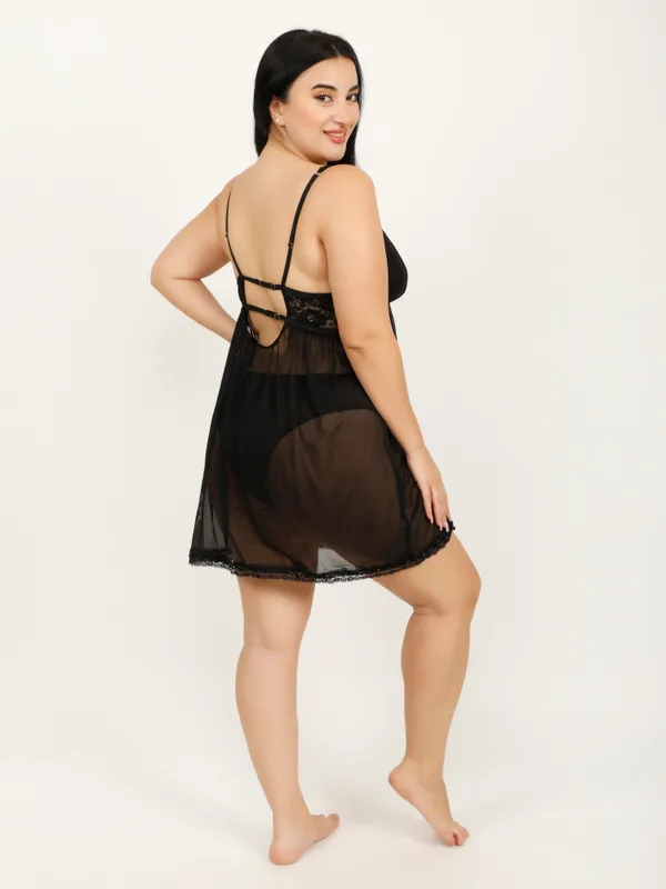 Black_Power_Net_Baby_Doll_Lingerie_For_Women_&_Girls