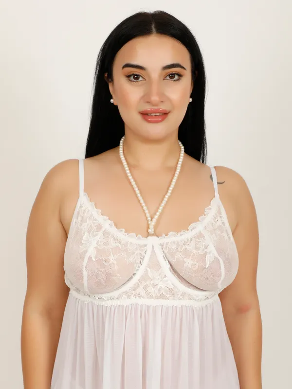 White_Power_Net_Baby_Doll_Lingerie_For_Women_&_Girls