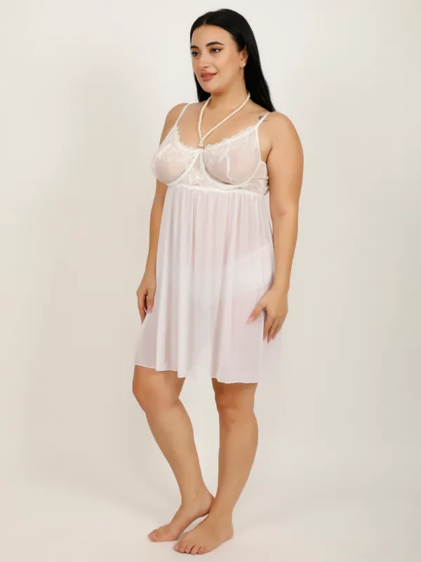 White_Power_Net_Baby_Doll_Lingerie_For_Women_&_Girls