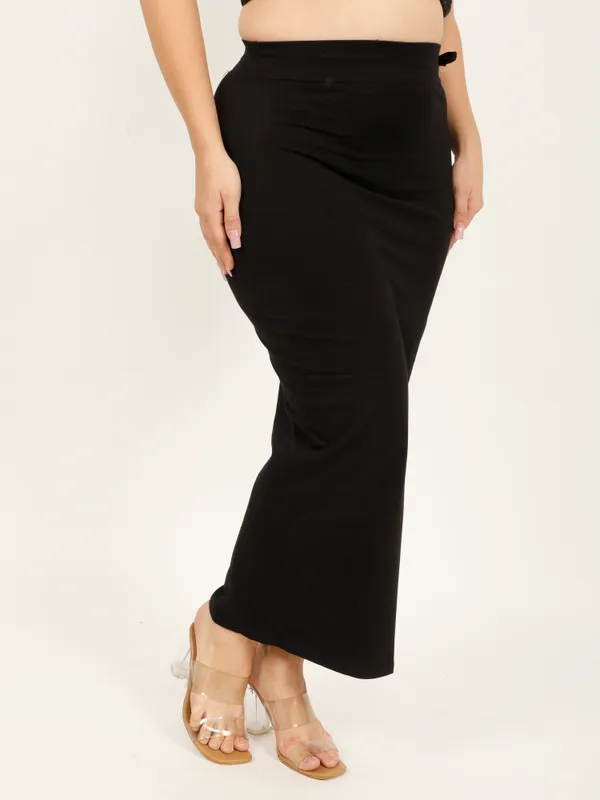 Black_Cotton_Saree_Shapewear_For_Women_&_Girls