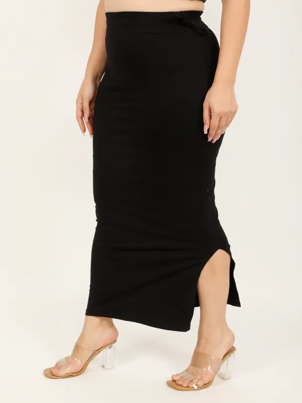 Black_Cotton_Saree_Shapewear_For_Women_&_Girls