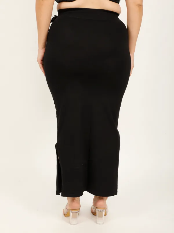 Black_Cotton_Saree_Shapewear_For_Women_&_Girls