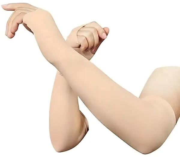 Beige_Nylon_Uv_Protection_Arm_Sleeves_Gloves_For_Women_&_Girls_(Pack_of_2)