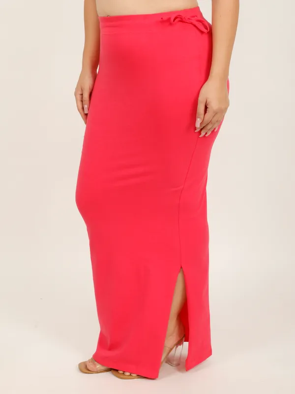 Carrot_Red_Cotton_Saree_Shapewear_For_Women_&_Girls