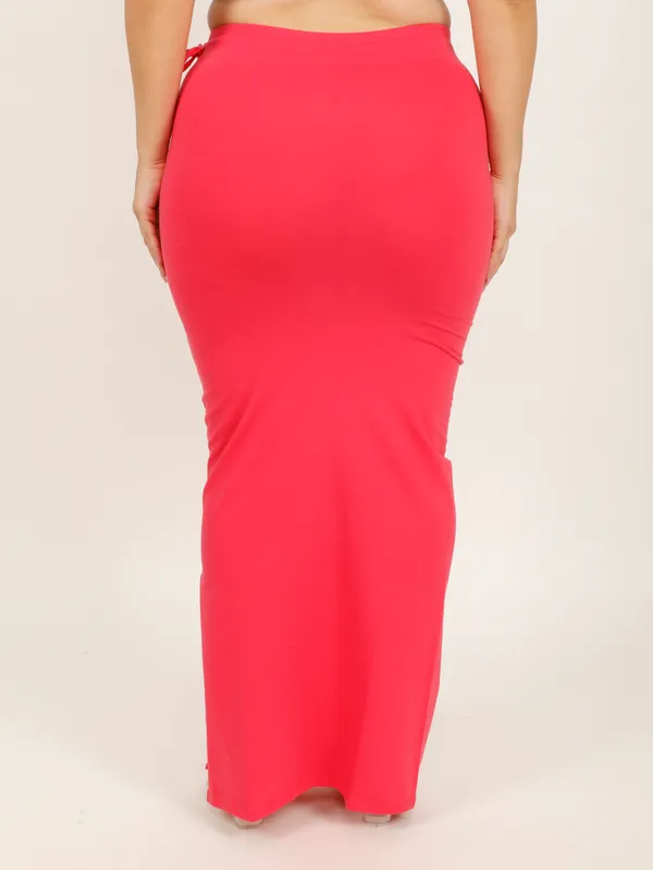 Carrot_Red_Cotton_Saree_Shapewear_For_Women_&_Girls