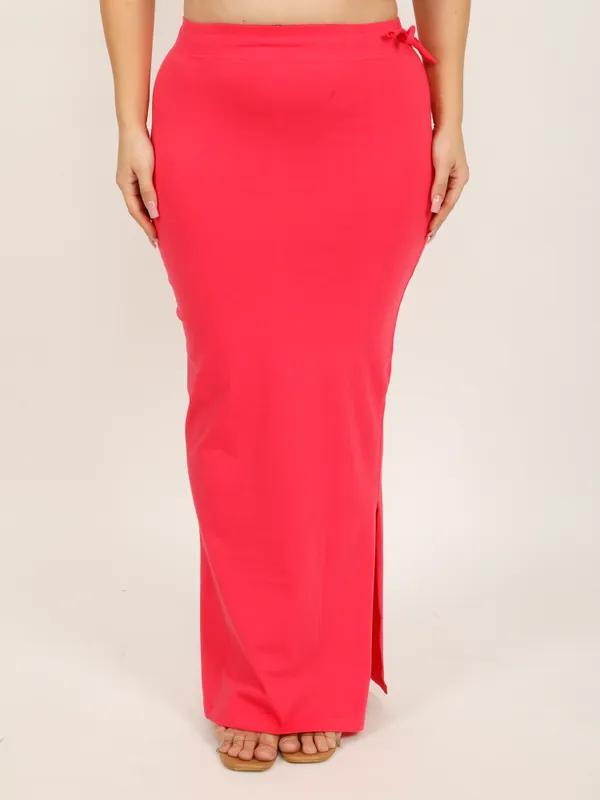 Carrot_Red_Cotton_Saree_Shapewear_For_Women_&_Girls