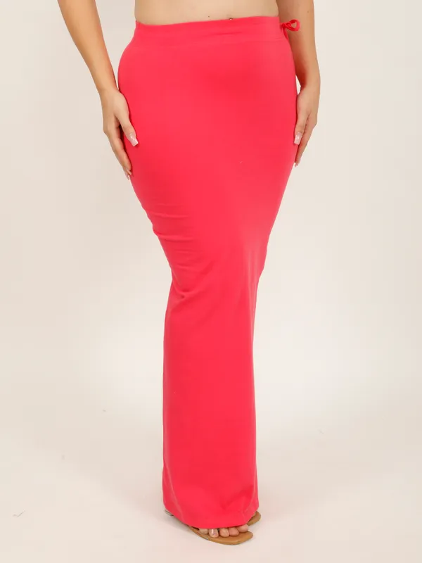 Carrot_Red_Cotton_Saree_Shapewear_For_Women_&_Girls
