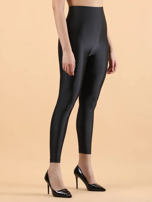 Black_Nylon_High_Waist_Shimmer_&_Glossy_Leggings_For_Women_&_Girls