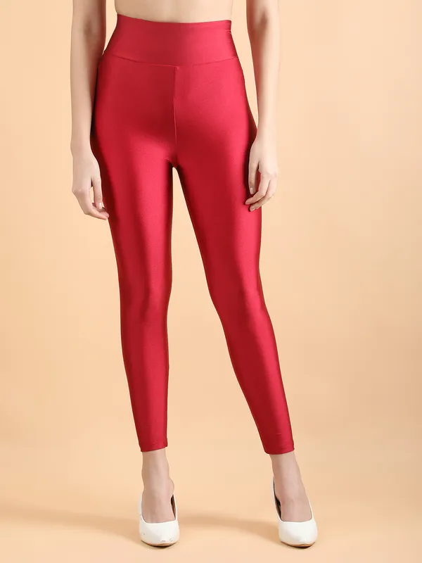 Luxe_Premium_Maroon_High_Waist_Metallic_Shimmer_&_Glossy_Leggings_For_Women_&_Girls