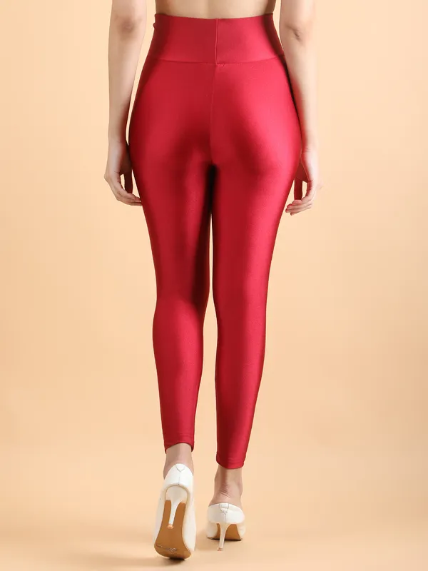 Luxe_Premium_Maroon_High_Waist_Metallic_Shimmer_&_Glossy_Leggings_For_Women_&_Girls
