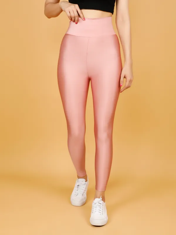 Rose_Gold_Nylon_High_Waist_Shimmer_&_Glossy_Leggings_For_Women_&_Girls