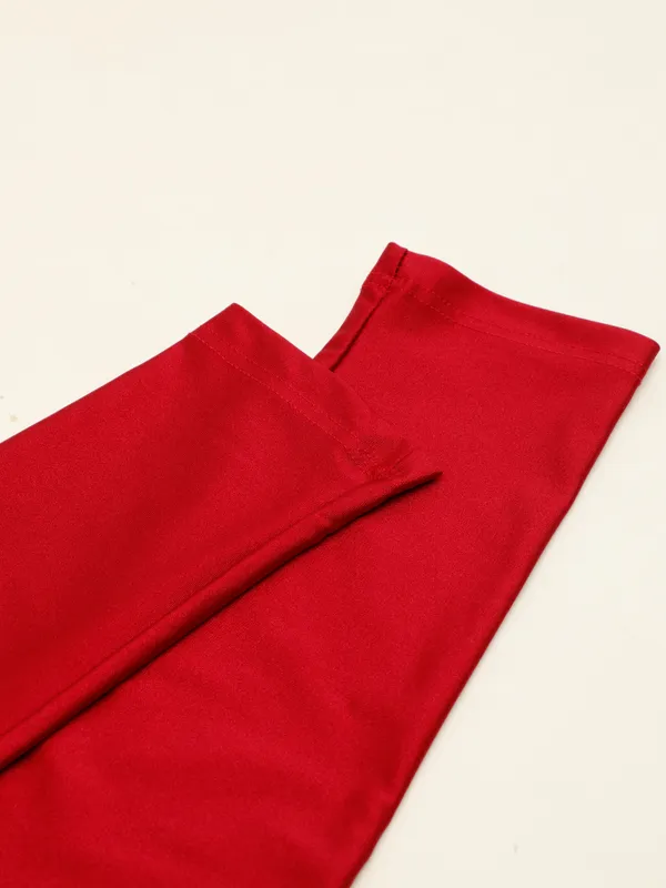 Strawberry_Red_Nylon_High_Waist_Shimmer_&_Glossy_Leggings_For_Women_&_Girls